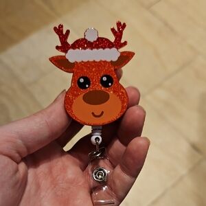 Festive Christmas Reindeer Badge Reel